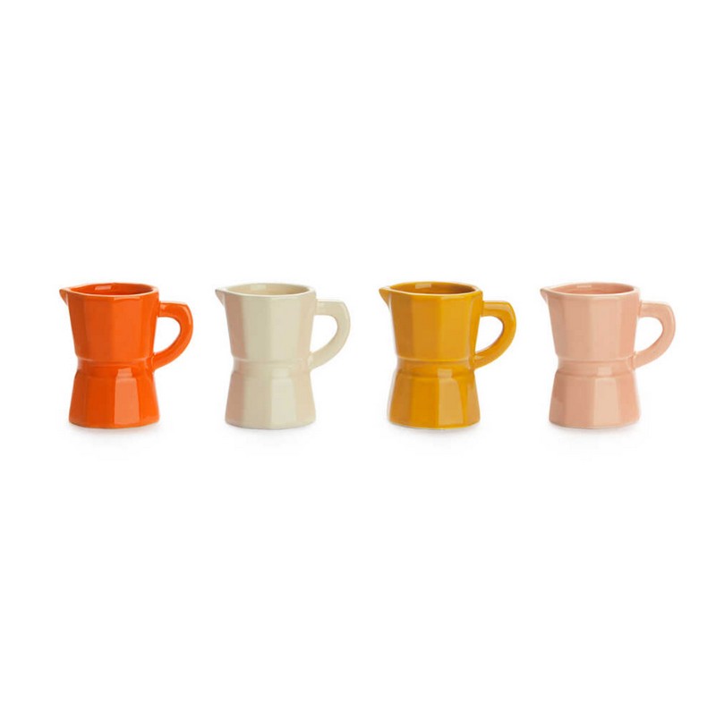 Set 4 tazzine da caffè a forma di moka in ceramica in 4 diversi colori nei toni della terra